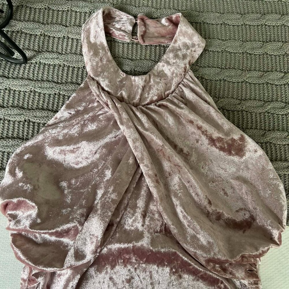 Venus Halter Cocktail Dress – Size Small, Antique Rose Velvet - Picture 4 of 8